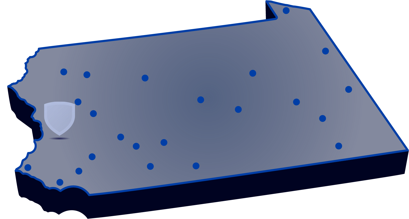 Locations of Penn State's campuses throughout 宾西法尼亚 with Penn State Lehigh Valley highlighted